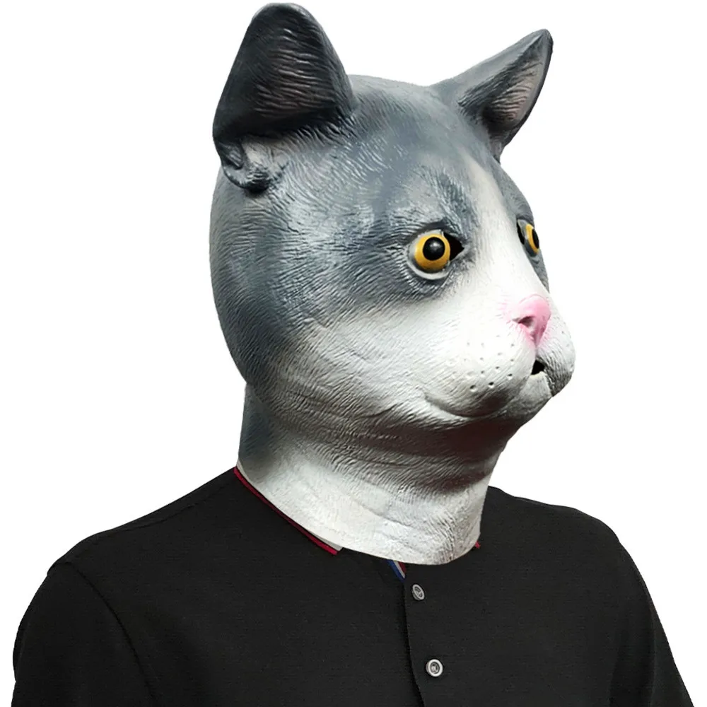 Realistische Katzenkopfmaske, Halloween-Katzenmaske für Maskerade und Cosplay-Partys – Detail 2