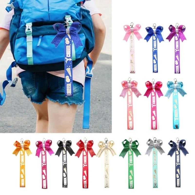 Pack of 10 Cheerleading Spirit Bows Keychains Stylish Teen Girl Bag Accessories