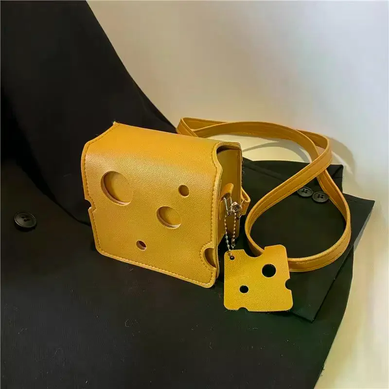 Women's Triangle And Square Cheese Shaped Mini PU Leather Bags Cute Earphone Lipstick Purses Handbags Crossbody Shoulder Bag