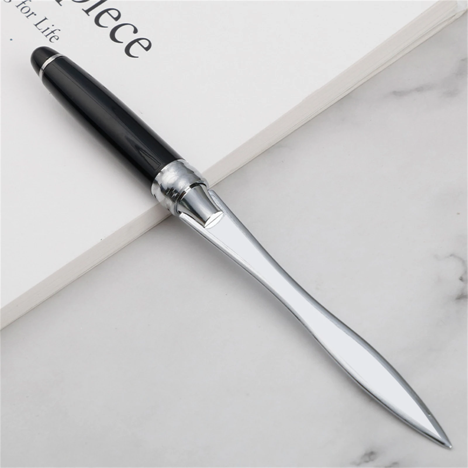 Metal Letter Opener Knife Black Smooth Durable Envelope Cutter for Office Home and Daily Mail Handling Tasks view 5
