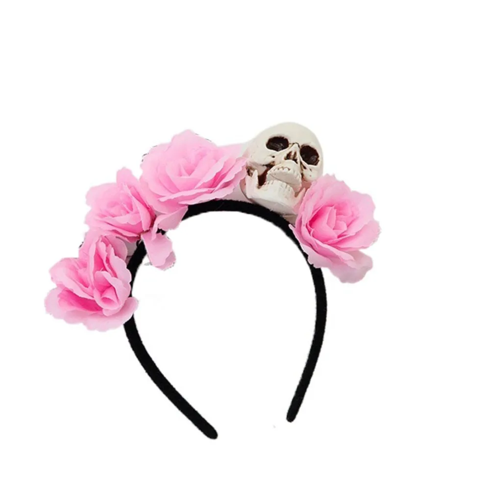 

Exaggerated Skull Head Headband Simulation Flower Halloween Decor Halloween Hair Hoop Colorful Funny Gothic Flower Hairband