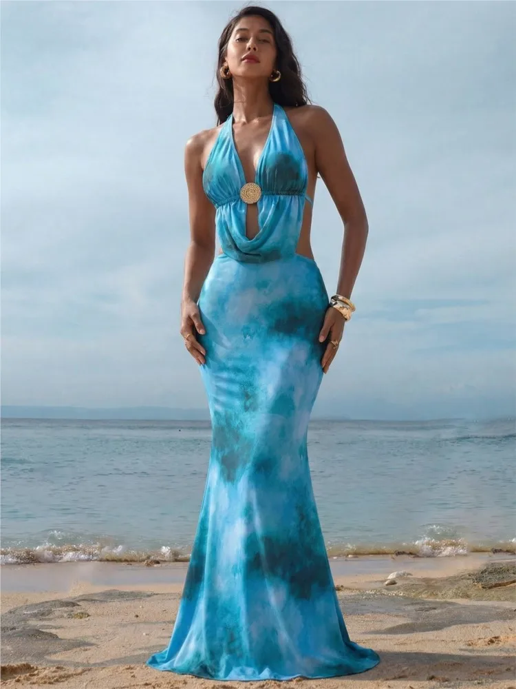 

Swimwear Cover-up 2 Piece Set Women Crop Tops And Maxi Skirt Bathing Fashion Stripe Hollow Sexy Beach Cover Up Outfits