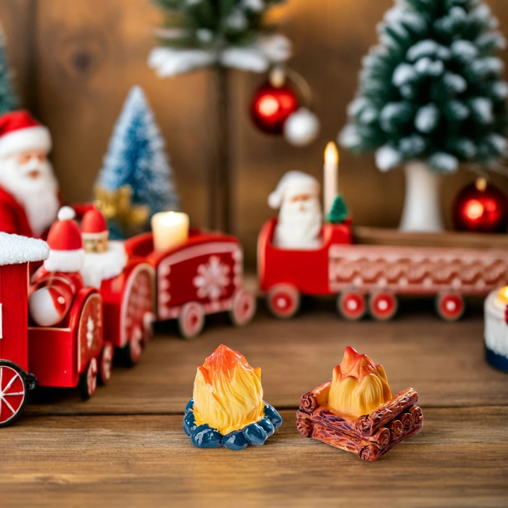 

8pcs Miniature Campfire Fire Ornament Mini Fake Bonfire Resin Tabletop Hanging Decor Fairy Garden Campfire Fire