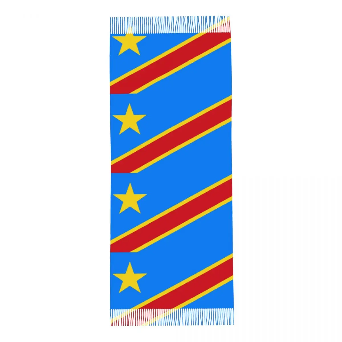 Flag Of Congo Kinshasa Zaire Scarf for Women Warm Winter Shawl Wrap Long Scarves with Tassel for Ladies