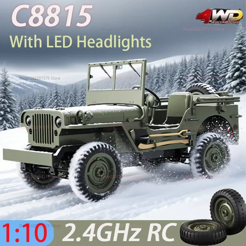 

Новый радиоуправляемый автомобиль C8815 1941 WILLYS, масштаб 1:10, 4WD, внедорожный альпинистский грузовик, 2,4G, игрушка с дистанционным управлением для детей и взрослых, подарок, военный гусеничный