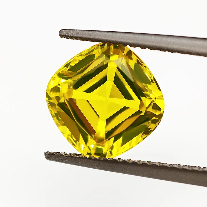 

Lemon Yellow Color Yttrium Aluminium Garnet Loose Gemstone Lab Diamonds Cushion Cut YAG Stones for Jewelry Making