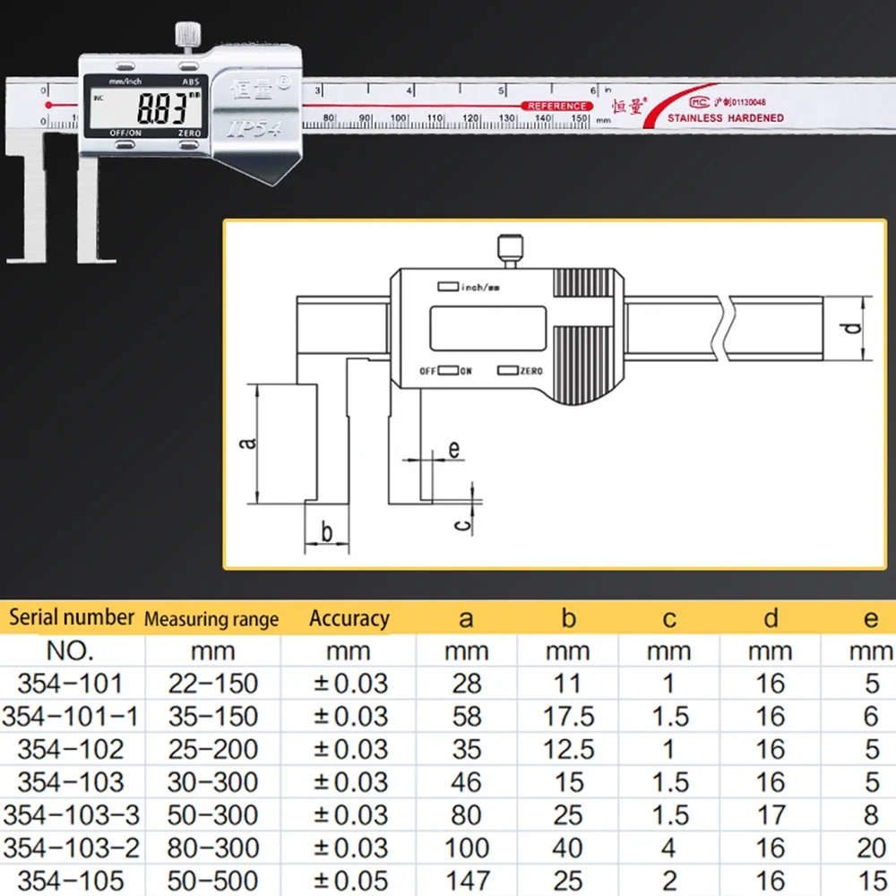 Flat head Inner Groove Digital Caliper. Blade Tip Tip Inner Groove Circlip Groove Inner Hole Groove Engraved Measuring Caliper.