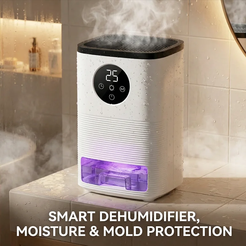 

Small Dehumidifier Portable Home Dehumidifier Water Full Self-Stop LED Digital Display Suitable for Bathrooms and Bedrooms