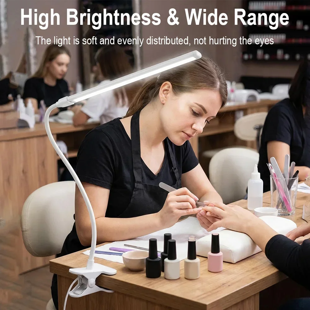 Foldable Clip On LED Lamp Touch Control 3 Color 10 Brightness USB Dimmable Night Reading Desk Light for Home Bedroom