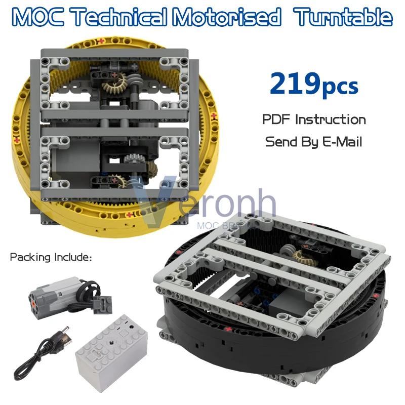 MOC Motorised Turntable Speed Adjustment Heavy Load Capacity Rotating Display Stand Technical Building Block Assembly Bricks Toy