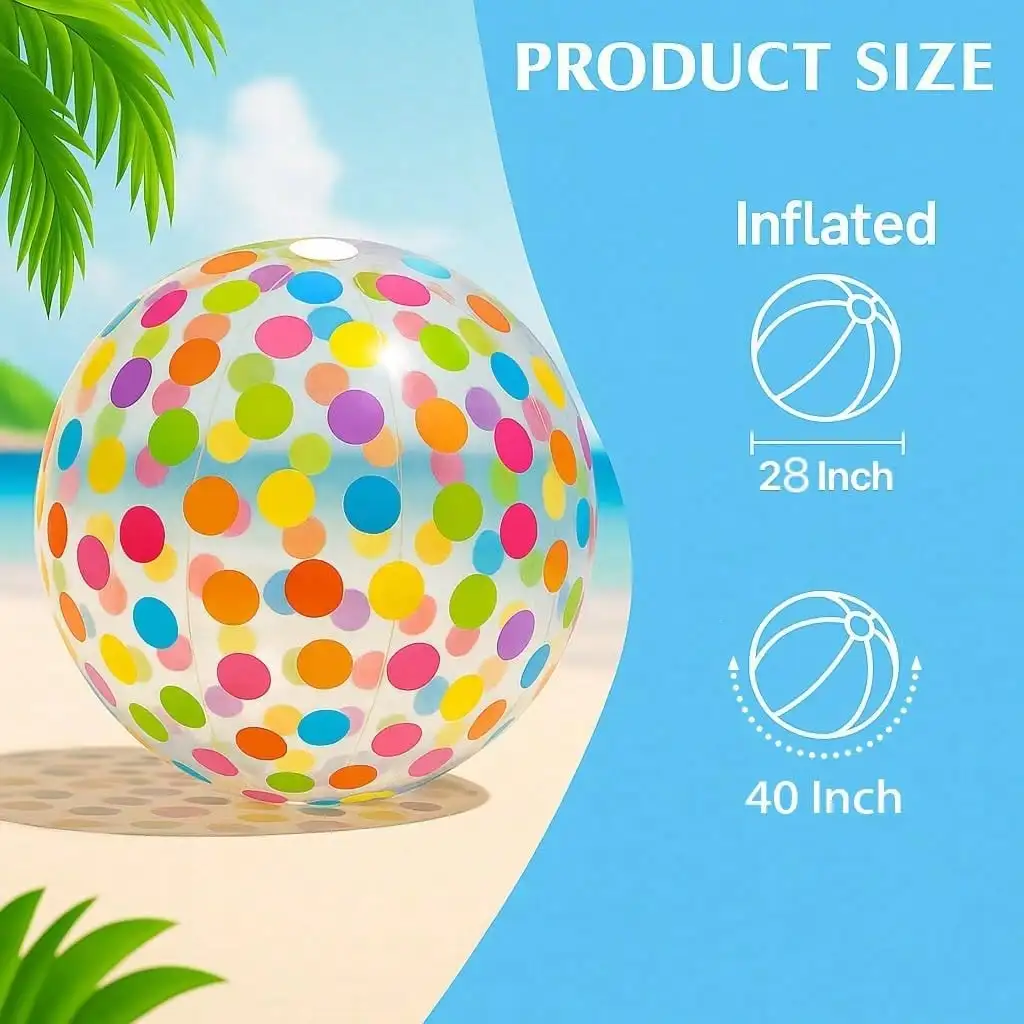 1pcs Dotted Striped Inflatable Ball for Pool Party & Interactive Games