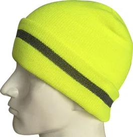 Reflective Knit Hat Safety Beanies Adult High Visibility Beanie Neon Winter Knit Caps with Men Women for Night Running Sports