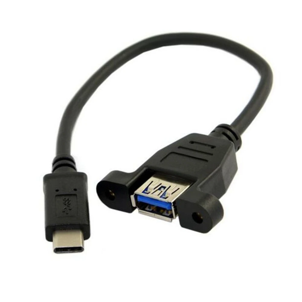 Enchufe de USB-C USB 3,1 tipo C a USB 3,0, Cable adaptador Otg hembra con tornillos de montaje en Panel