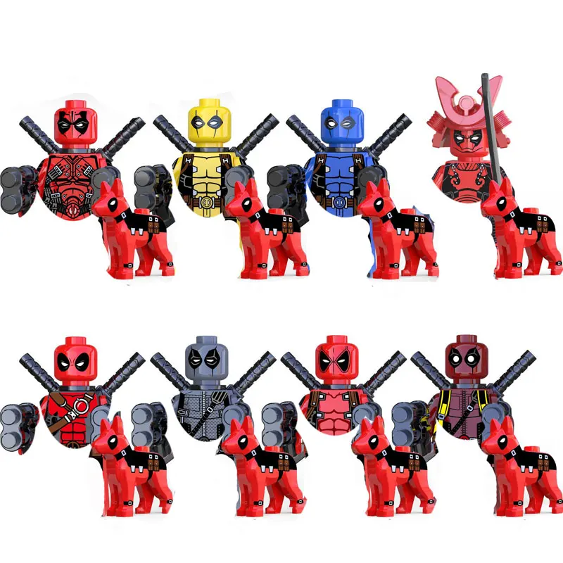 Superhero Mini Education Bricks Deadpool with dog Action Assemble Model Figurine Toys Building Blocks Kids Birthday Gifts