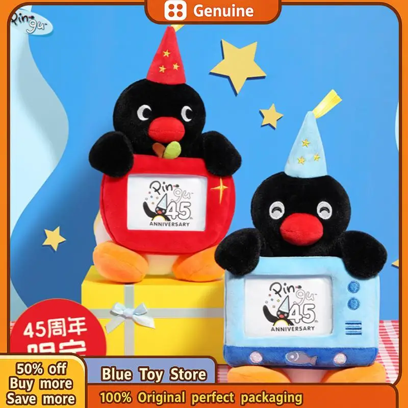 

Genuine Pingu 45th Anniversary Photo Frame Doll Genuine Cute Plush Penguin Doll Stuffed Toy Smiling Eyes Cake Plush Toy Gift Toy