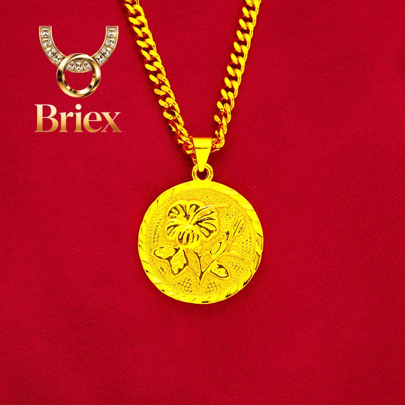 Briex Jewelry Ins Rose Chain Flower Gold Flat Necklace! 24K Gold AU999 Women's, Hollow Chain Flower Translucent + Matte Finish