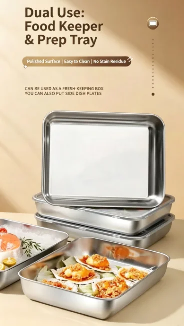 3 Pack Stackable Stainless Steel Meal Prep Containers, Leakproof Storage Boxes with Clear Lids for Home Kitchen Camping Food Sto gallery 5