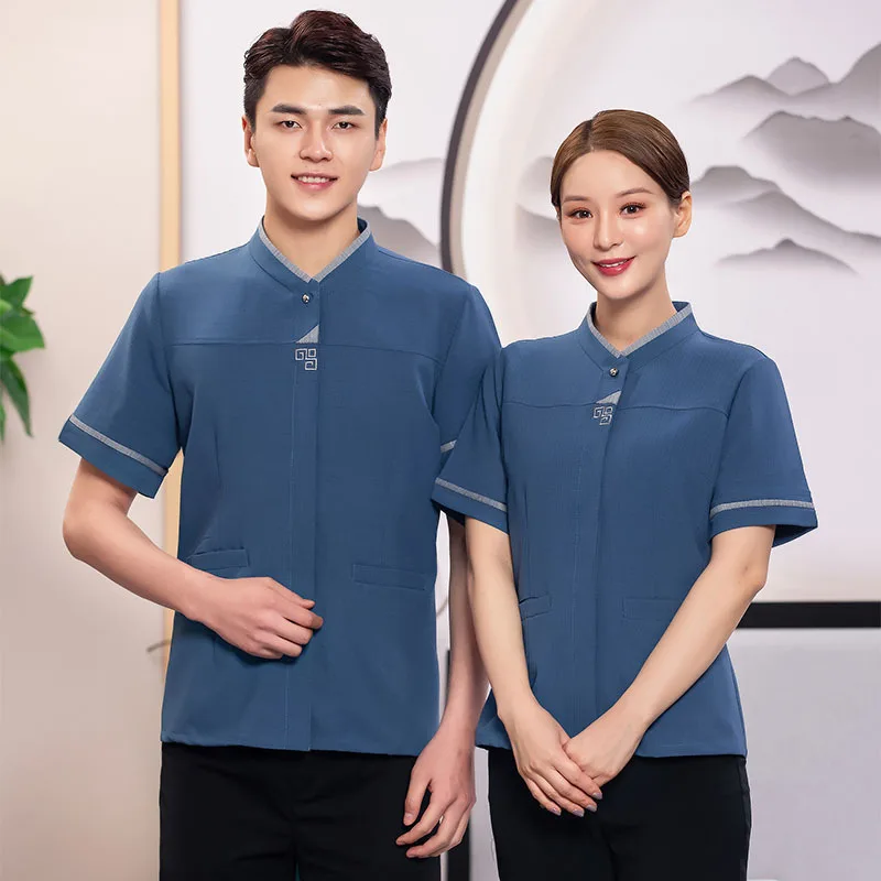 Short-sleeved Summer Cleaning Uniforms for Hotel Room & Property Cleaning Staff, Plus Size Work Clothes