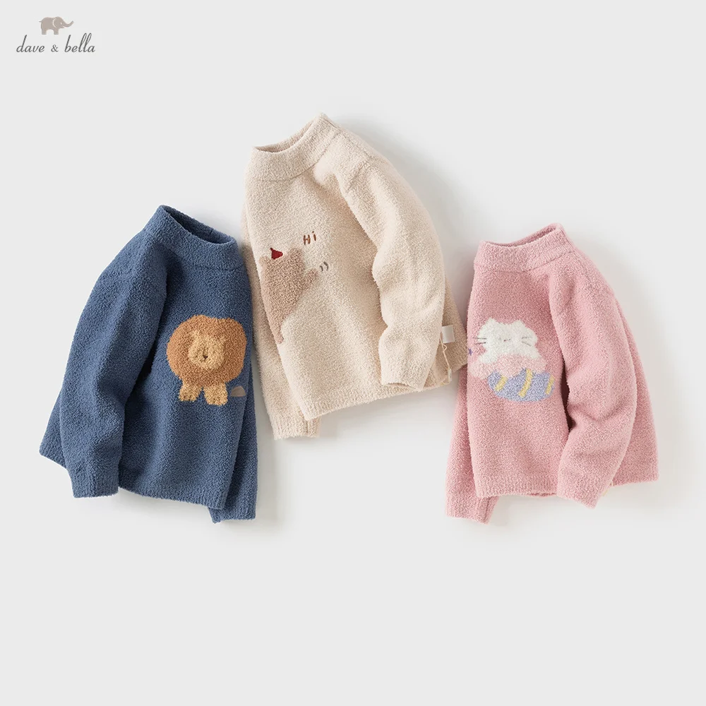 

Dave Bella, зимний топ для маленьких мальчиков и девочек, вязаный свитер, пуловер, теплый повседневный милый, нежный детский трикотаж DBM19273-A