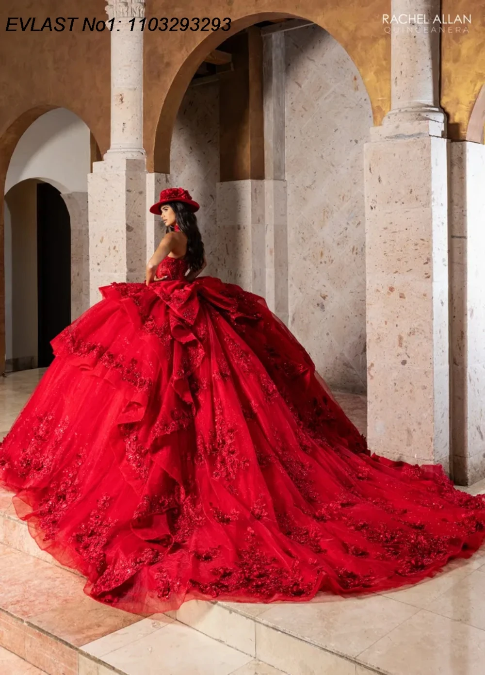 فستان Quinceanera باللون الأزرق الملكي اللامع مخصص من EVLAST فستان حفلة مزين بالزهور مشد حلو 16 فيستدوس دي 15 أنوس E1QN755 #6