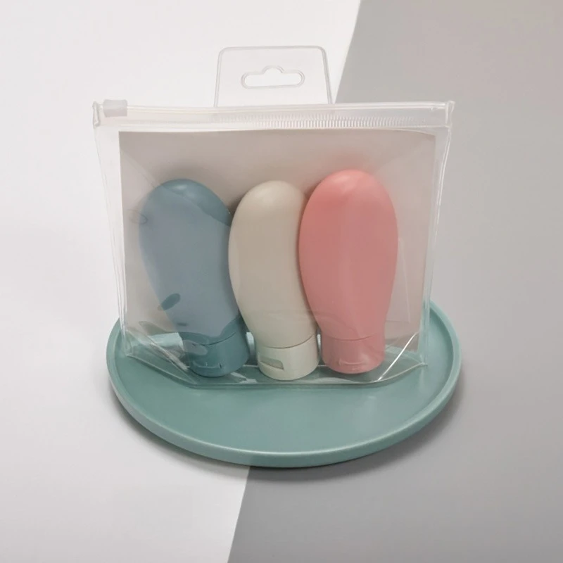 3Pcs 60ML Travel Bottles Set - Leakproof Mini Squeeze Containers for Shampoo & Conditioner,Toiletries Organizer with Storage Bag