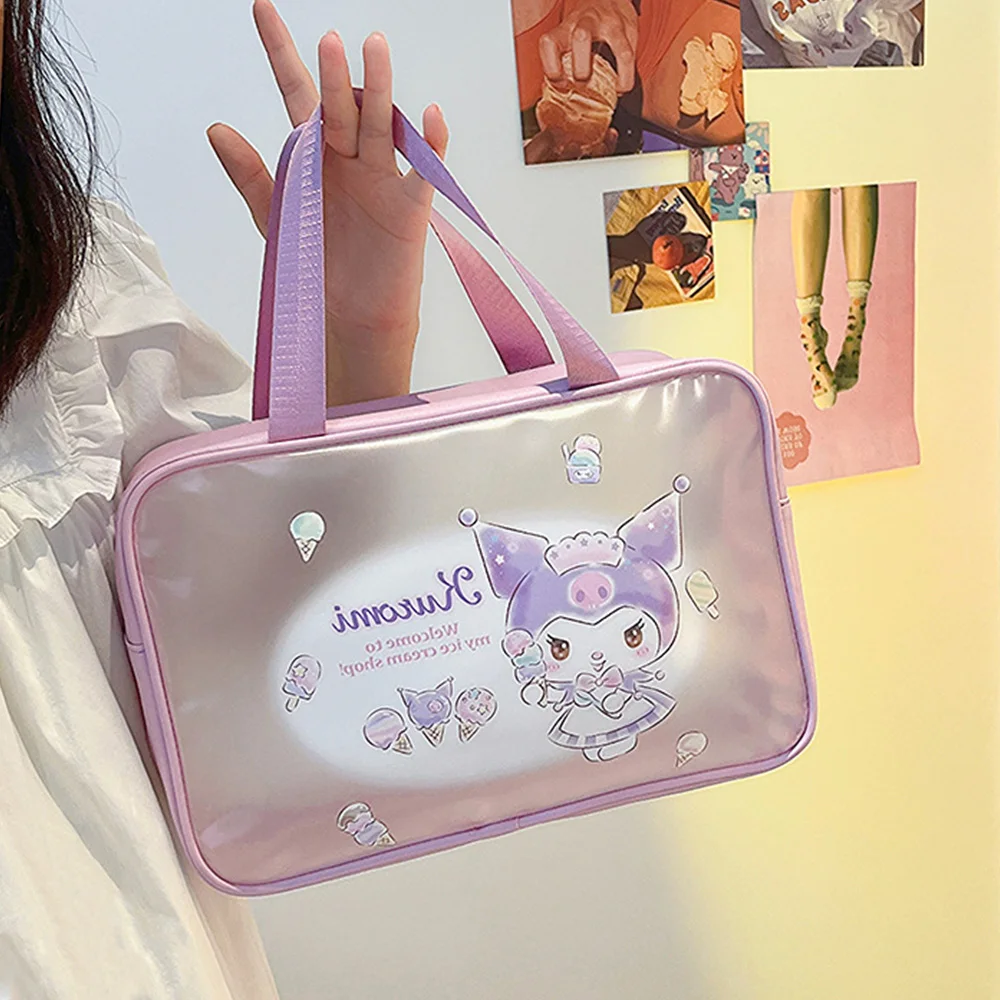 Sanrio Cosmetic Bag Hellokitty Cinnamorol Waterproof Makeup Case Women\'s Toiletries Organizer Beach Handbags Female Outdoor Tote