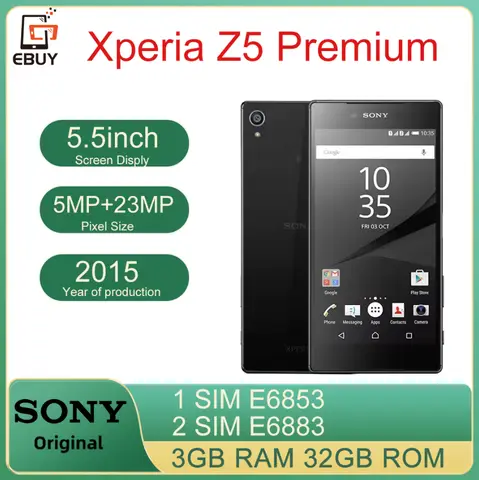Original Sony Xperia Z5 Premium E6853/E6883 Unlocked Android Phone 3GB RAM 32GB ROM 5.5" Octa Core 23MP LTE Mobile Phone
