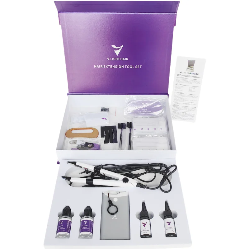 V-Light Technology Hair Extension Tools Kit Set Hair Extension Machine Kit with V light Hair extension glue