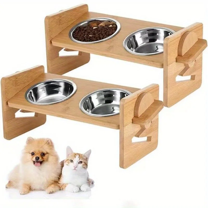 

1 Set Of 4 Bowl Cat Bowl Racks, Adjustable Elevated Dog Bowl Cat Bowl Rack, Pet Feeding, 4-speed Adjustable Height