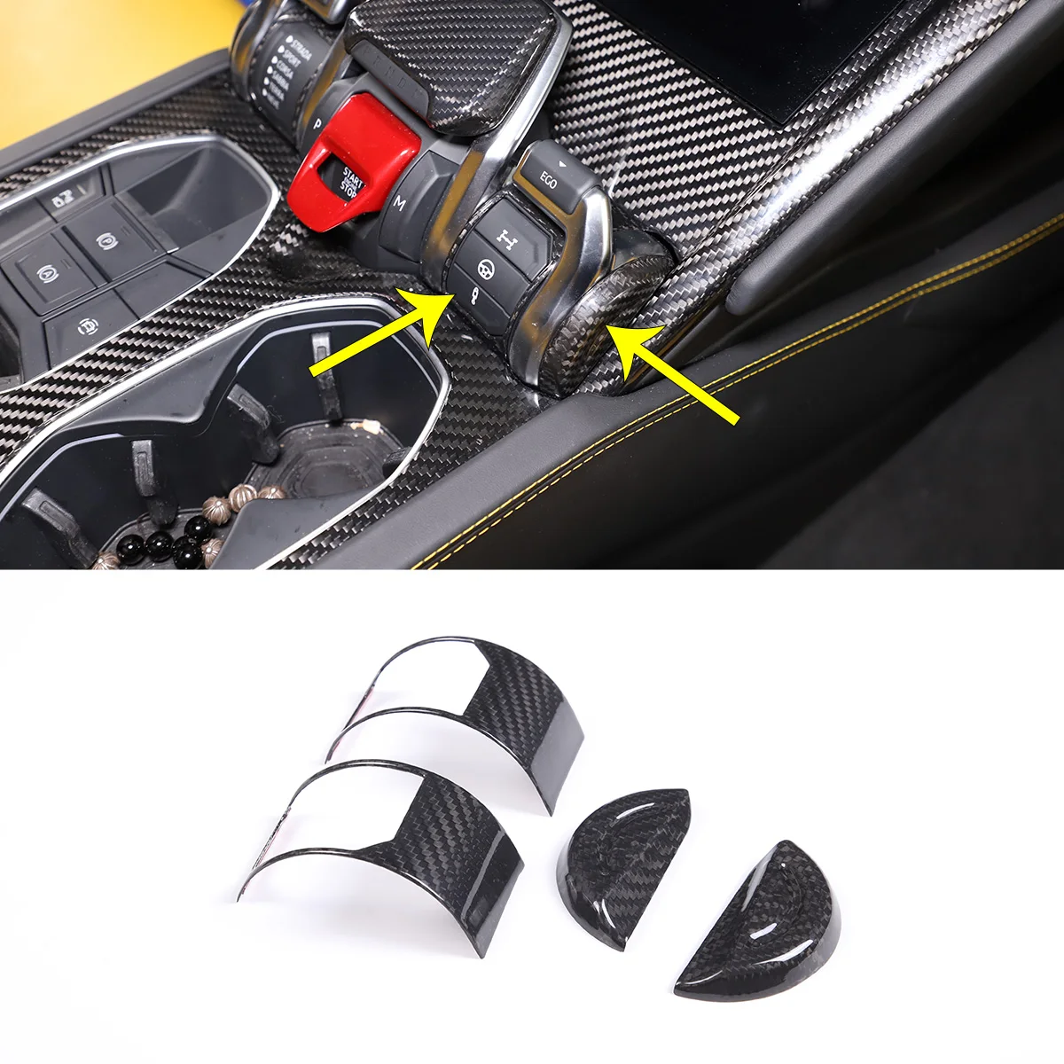 

Для Lamborghini URUS 2018-2024 настоящее углеродное волокно, центр управления автомобилем, кнопка спортивного режима, накладка на рамку, аксессуары для салона автомобиля