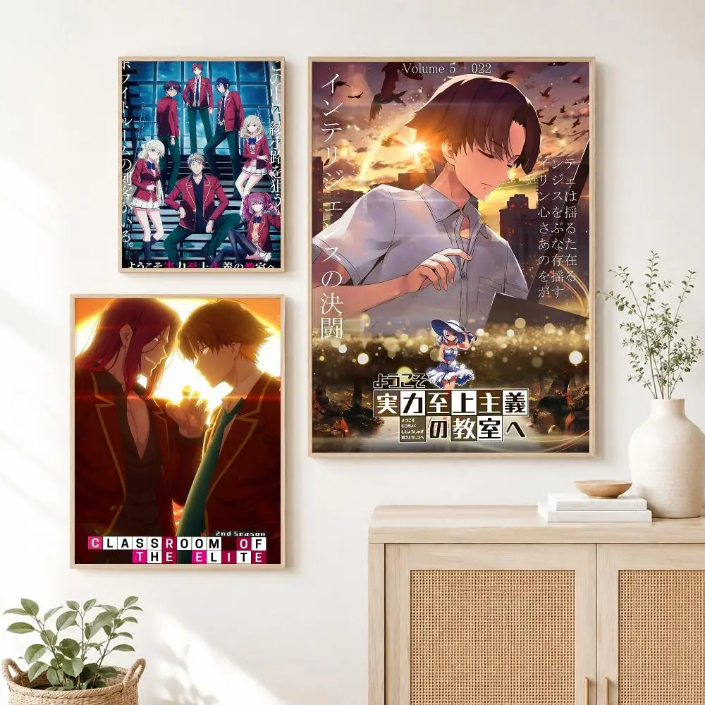Classic Hot Anime C-Classroom of the Elite Poster Self Adhesive Wall Art Decor for Bedroom Living Room Office Home Decor Gift