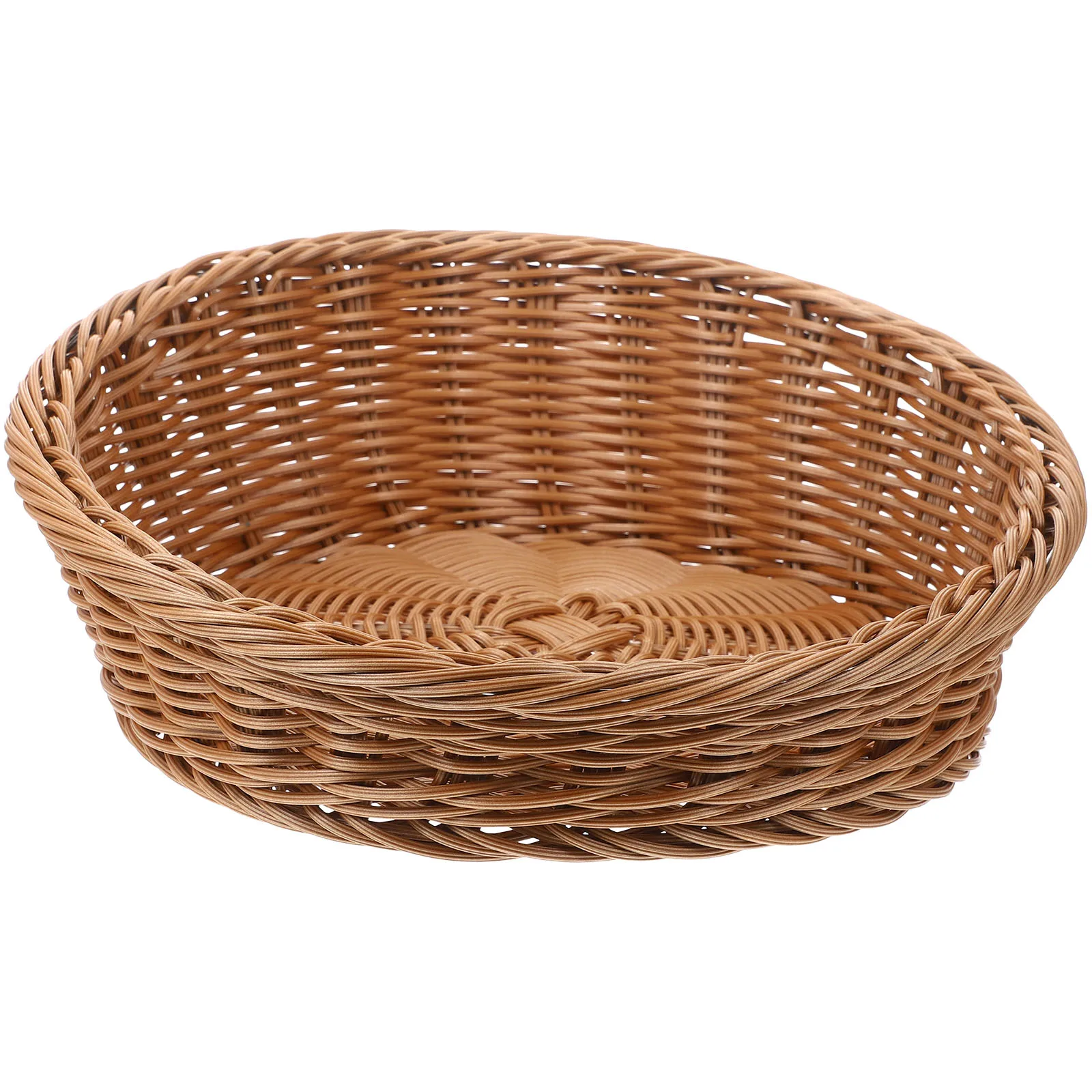 

Fruit Storage Basket Brown Medium Size PP Material Woven Design Multi Function Snack Holder Home Decor Bread Container Wear