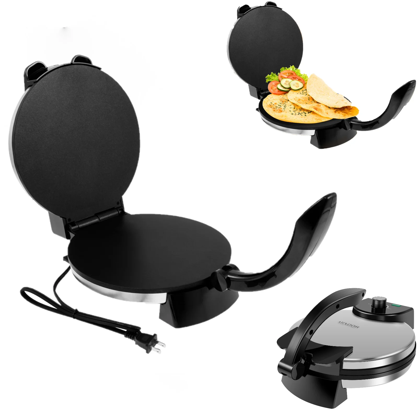Multifunctional Electric Stainless Steel Automatic Crepe Maker Nonstick Cooking Plate for Pancake and Roti with Removable Handle