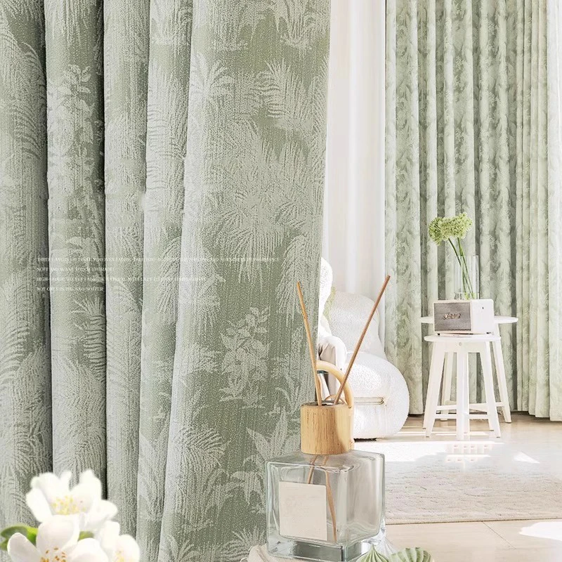 

Coconut Palm Plant Pattern Luxury Jacquard Curtains, 80% Blackout Curtains for Living Room, Bedroom Darkening, Thermal Insulated