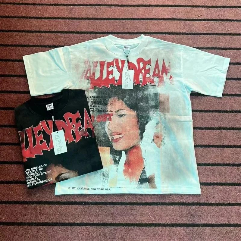 2025 Washed VALLEY Jesus Print T-Shirts Men Women American Retro Vale Oversized Pure Cotton Short Sleeve