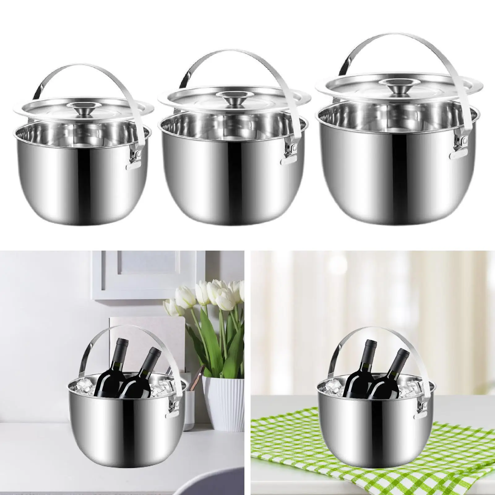 

Ice Bucket with Lid Storage Bin BBQ Kitchen with Carry Handle Beverage Tub