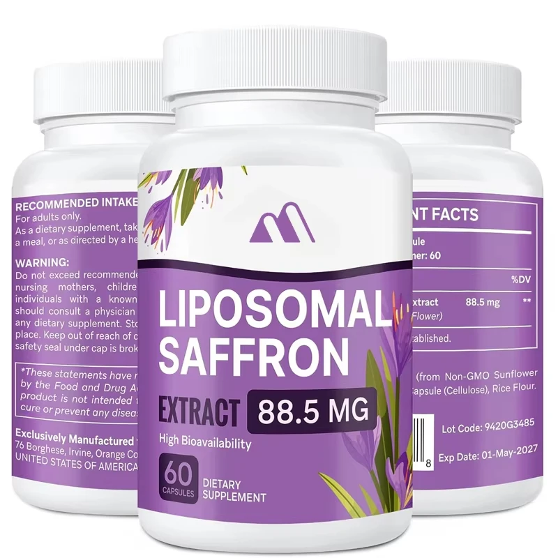

Liposomal Saffron Supplement 88.5 Mg, 100% Pure Saffron Extract Capsules, Used For Emotions, Energy