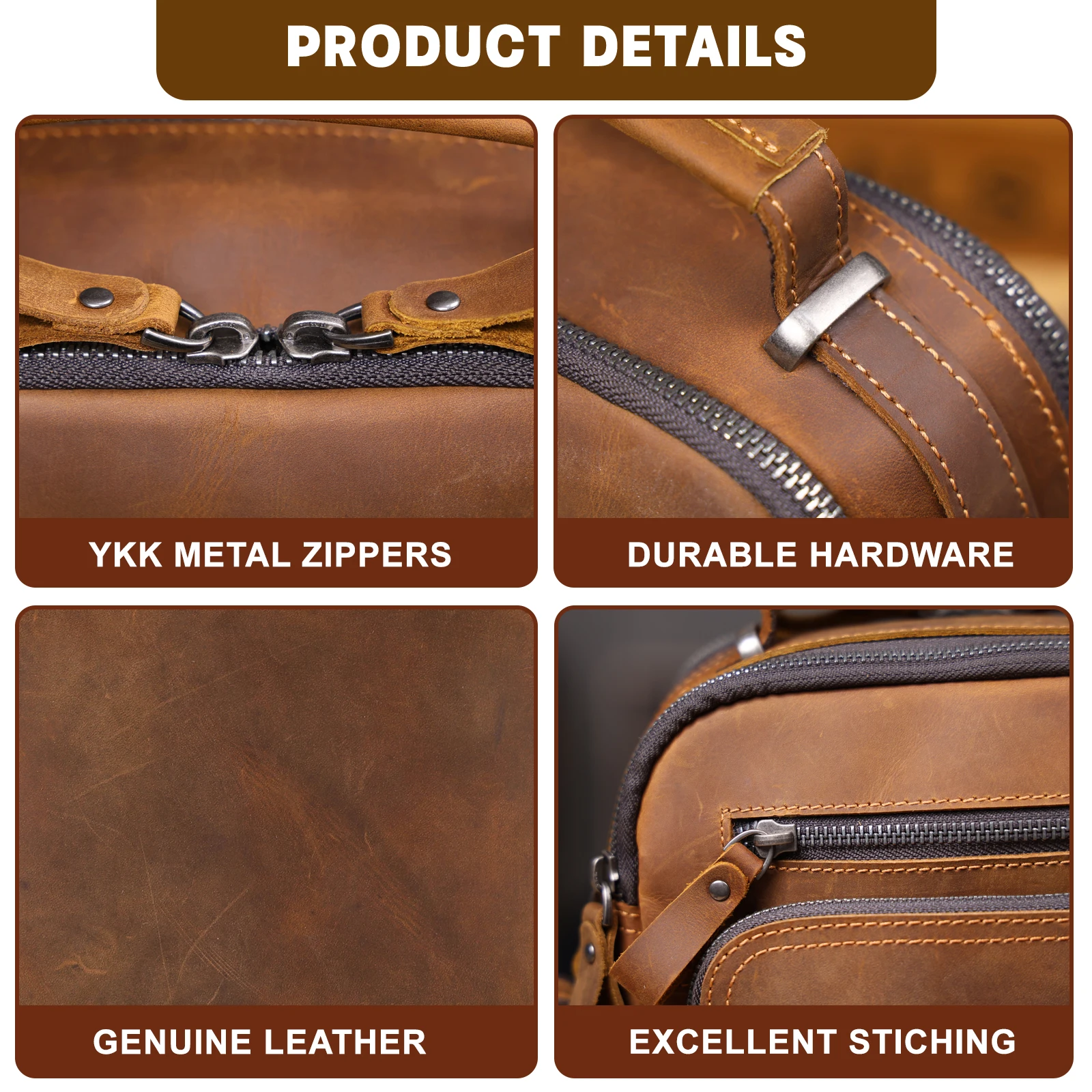 Vintage Herren-Umhängetasche aus Vollnarbenleder | Handgefertigter Messenger aus Used-Leder – Detail 16