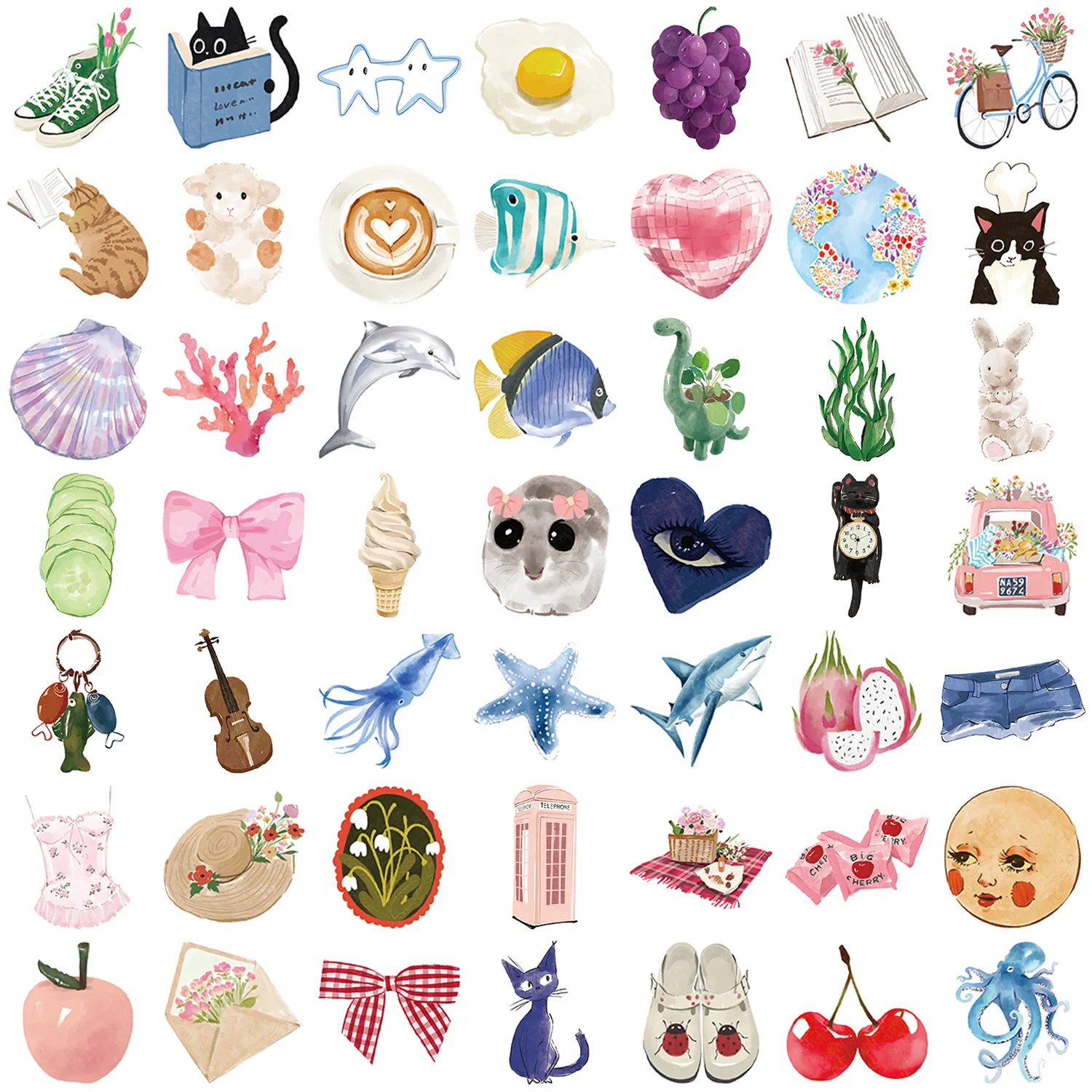 

10/50PCS Cartoon Watercolor Aesthetic Cute Stickers Personalized DIY Desk Scrapbook Stationery Box Waterproof Graffiti Decal Toy