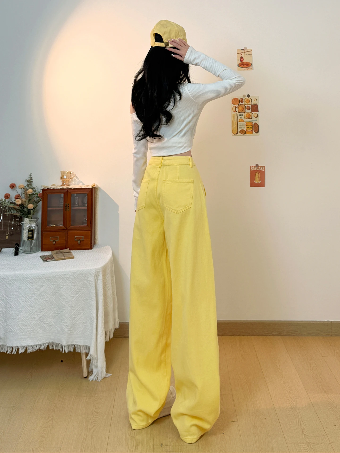 American Design Wide Leg Yellow Jeans Women Loose Slim Straight Casual High Waist Spring Summer New Style Comfortable Denim P... - view 3