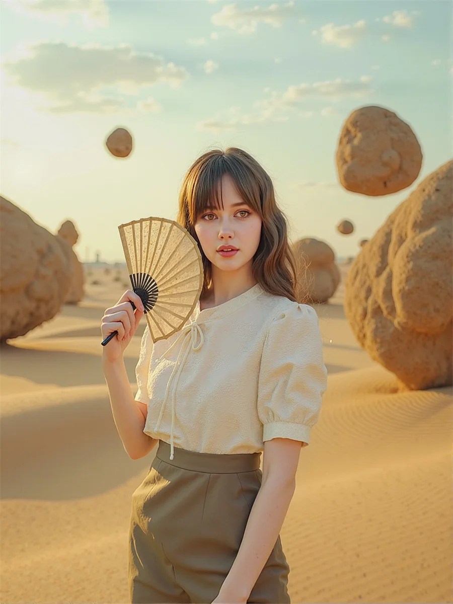 중국 스타일 불규칙 블라우스 여성용 로맨틱 보헤미안 프린트 패치워크 메쉬 밴디지 허리 스윗 트렌디 홀리데이 랜턴 슬리브