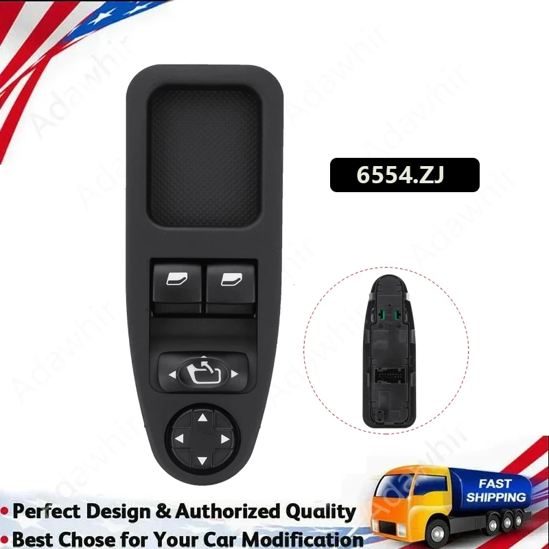 Electric Master Power Window Regulator Control Switch Button Panel 6554.ZJ 6554ZJ For Fiat Scudo Peugeot Expert Tepee 2007-2016