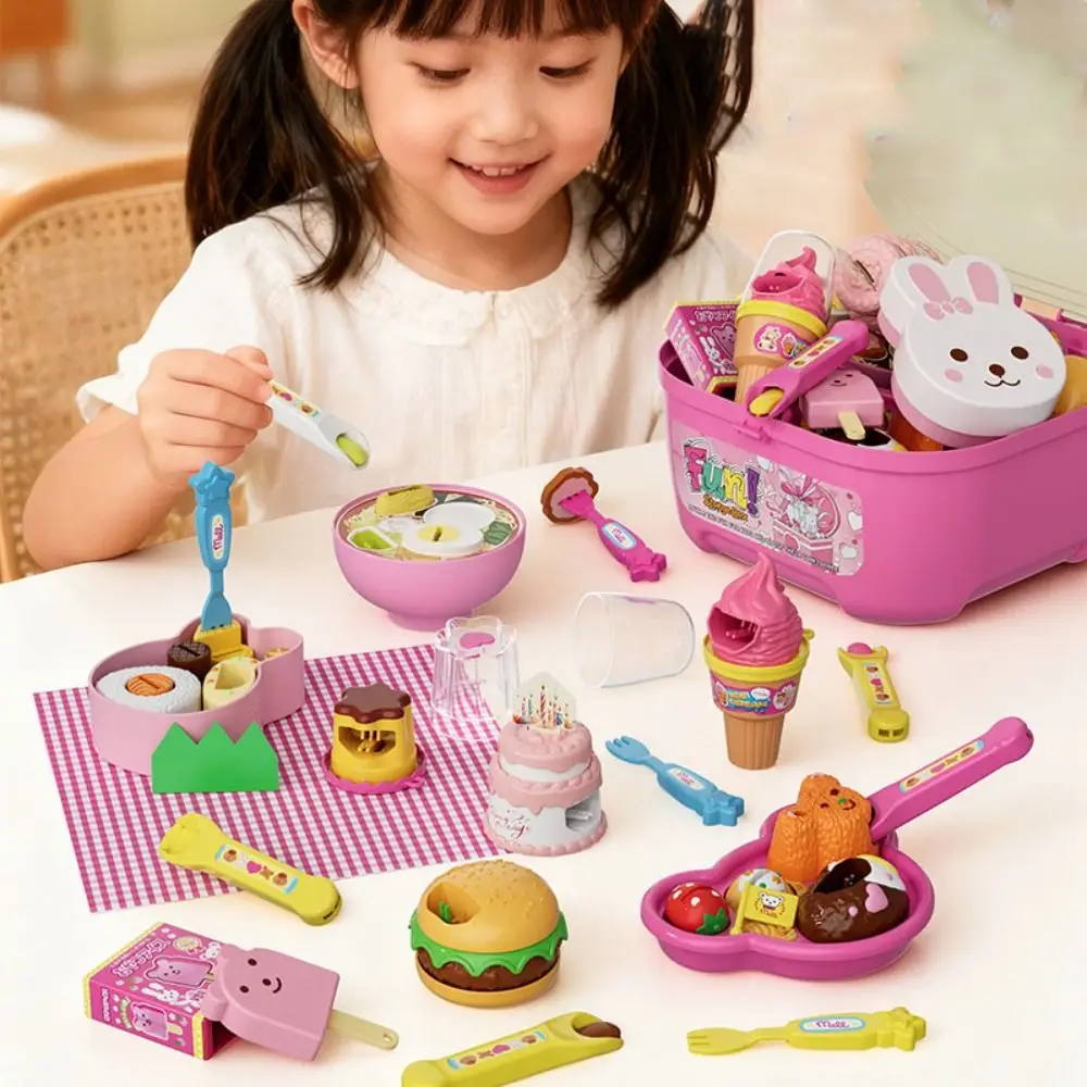 Little BearShape Pudding Feeding Set Pretend Play Simulation Model Lunch Box Pudding Toy Kawaii Early Education Play House Toys