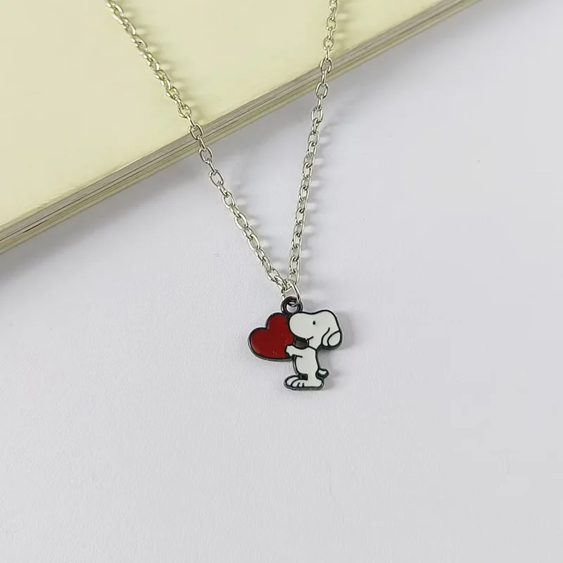 Snoopy Pendant Necklace Ring Classic Animation Kawaii Anime Accessories Bounce Cartoon Cute Fashion Best Friend and Couple Chain