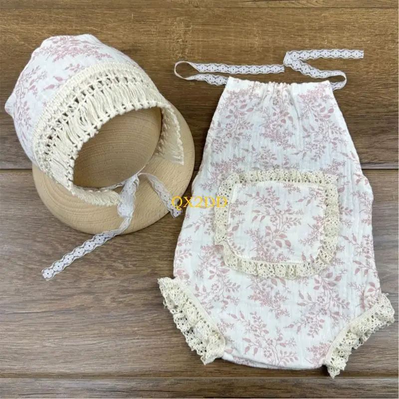 

QX2D Baby Photo Clothes Hat Lace Romper Outfit Newborn Toddler Photography Props Costume Clothing Infant Supply