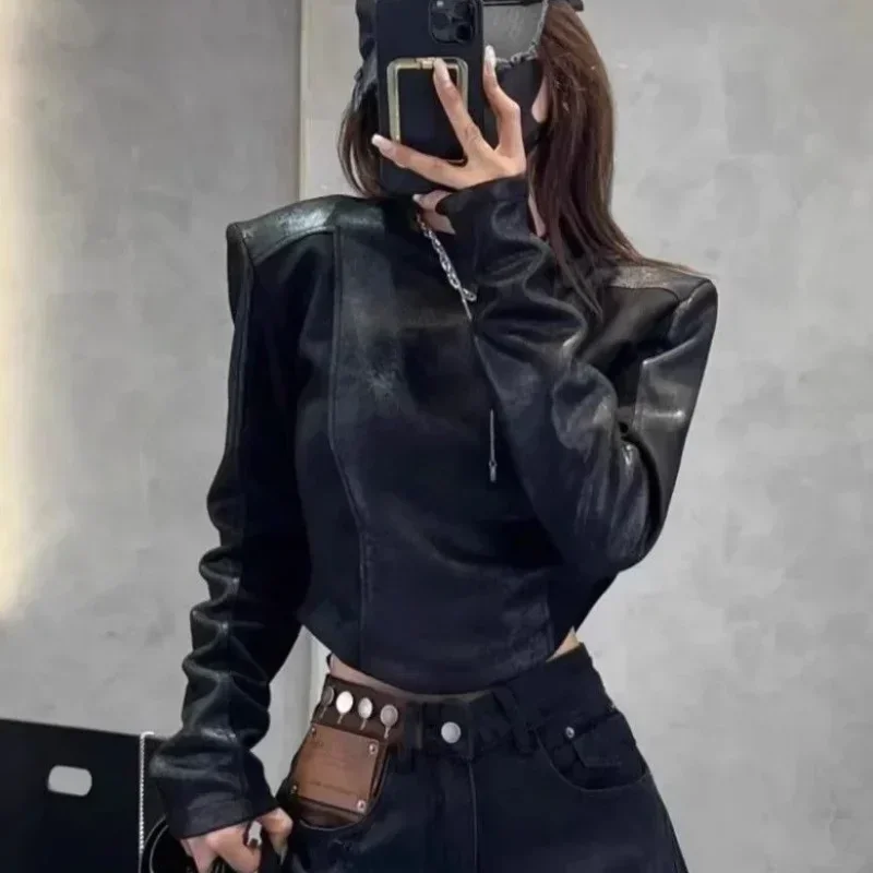 

Women's Long Sleeve T-shirt Black With Sleeves Top Female Elegant Korean Reviews Clothes Streetwear 90s Vintage Popular Y2k Yk2