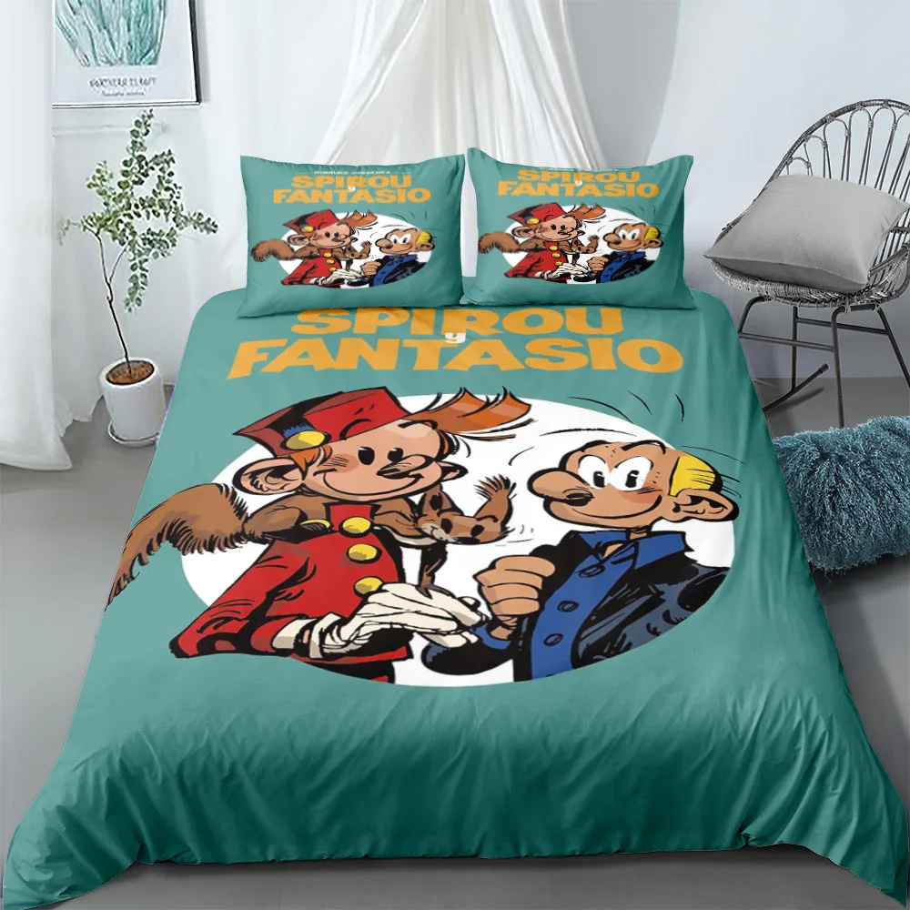 

Spirou Et Fantasio Comics Полосатый комплект пододеяльников King Queen Double Full Twin Single Size Комплект постельного белья