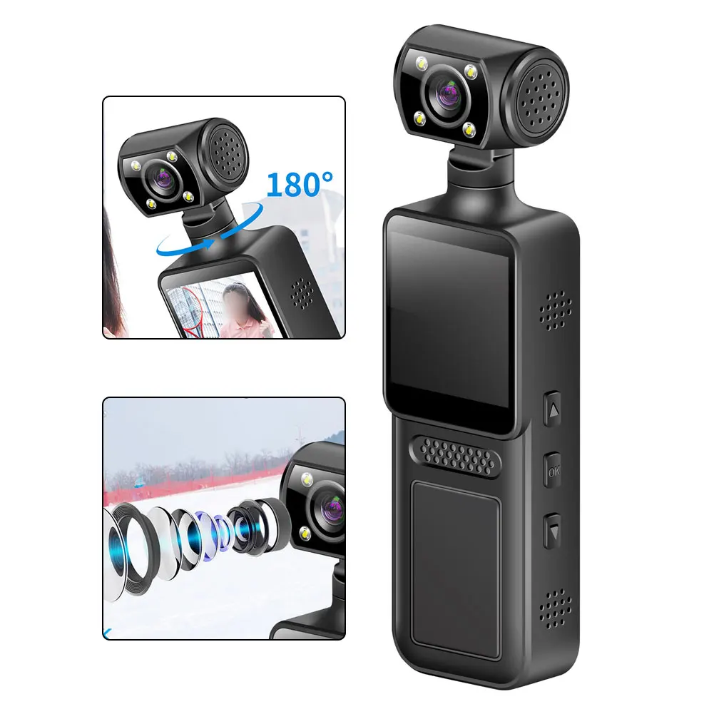 4K مسجل ركوب الدراجات المحمولة جهاز إنفاذ القانون كاميرا الجيب المحمولة لكاميرا الجسم كليب مع تسجيل الصوت والحلقة