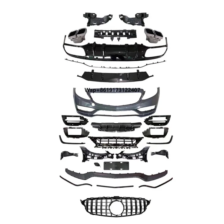 

Factory Sales W205 C205 Coupe Upgraded AMG C63 Style Bodykit Rear Diffuser Grille Front Bumper Body Kits for 2015-2020