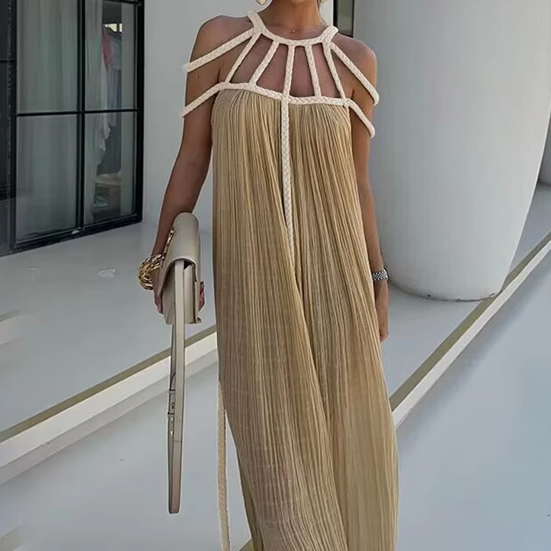 

New Fashion Summer Dresses 2024 Elegant Dresses For Women Holiday Beach Casual Loose Long one-piece Dress Gown White Dress